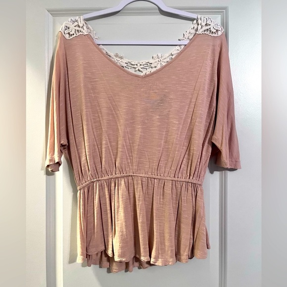 Crochet Back Peplum Blouse Size Small - Picture 3 of 3